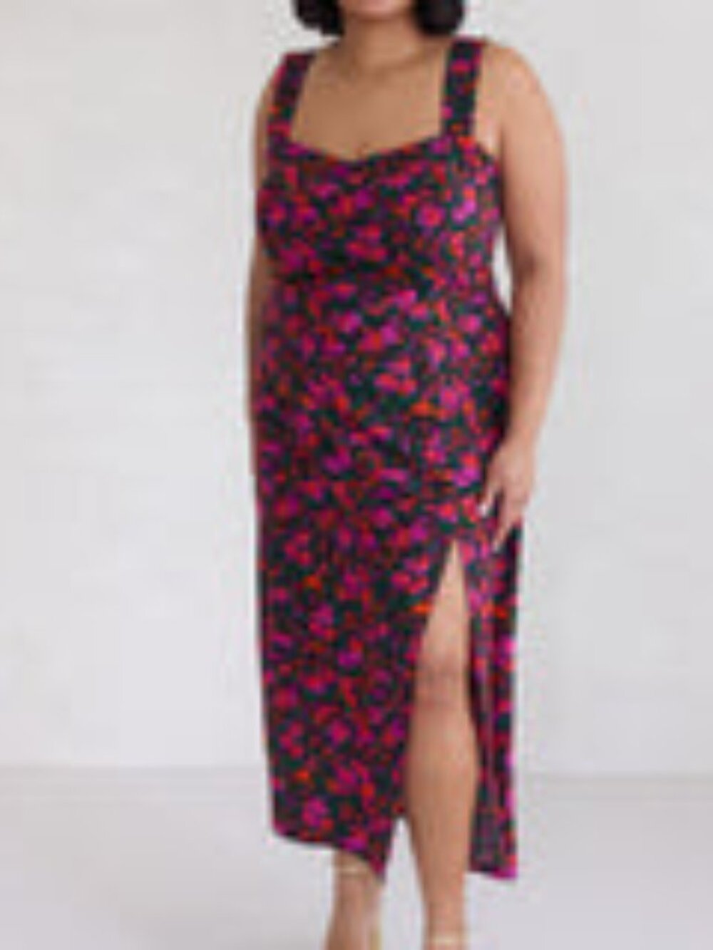 Park & Fifth Hastings Pink and Red Floral Midi Dress